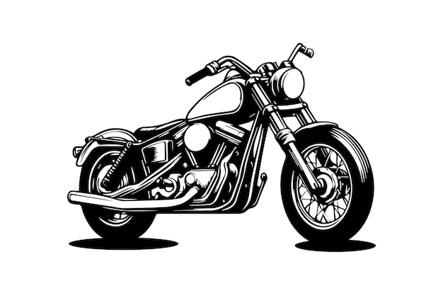 klassieke motorfiets in zwart-wit vectorillustratieontwerp