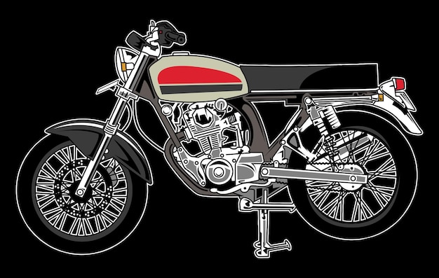 Vector klassieke motorfiets vintage vectorillustratie