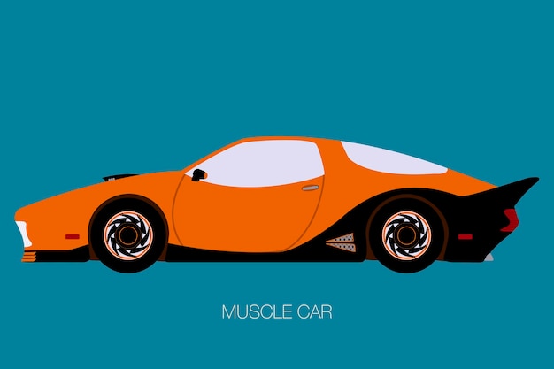 Klassieke muscle car, supercar, zijaanzicht