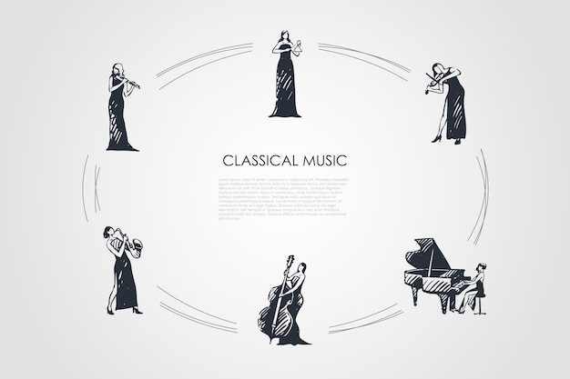 Klassieke muziek handgetekende cicle