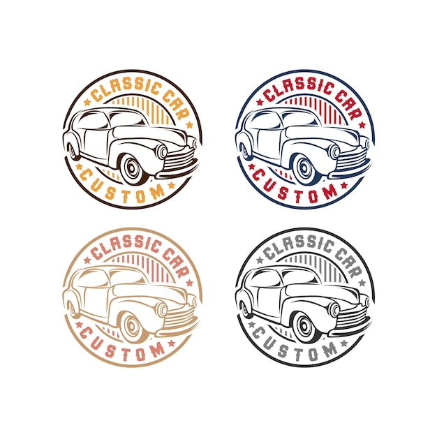 Klassieke oldtimer badge set