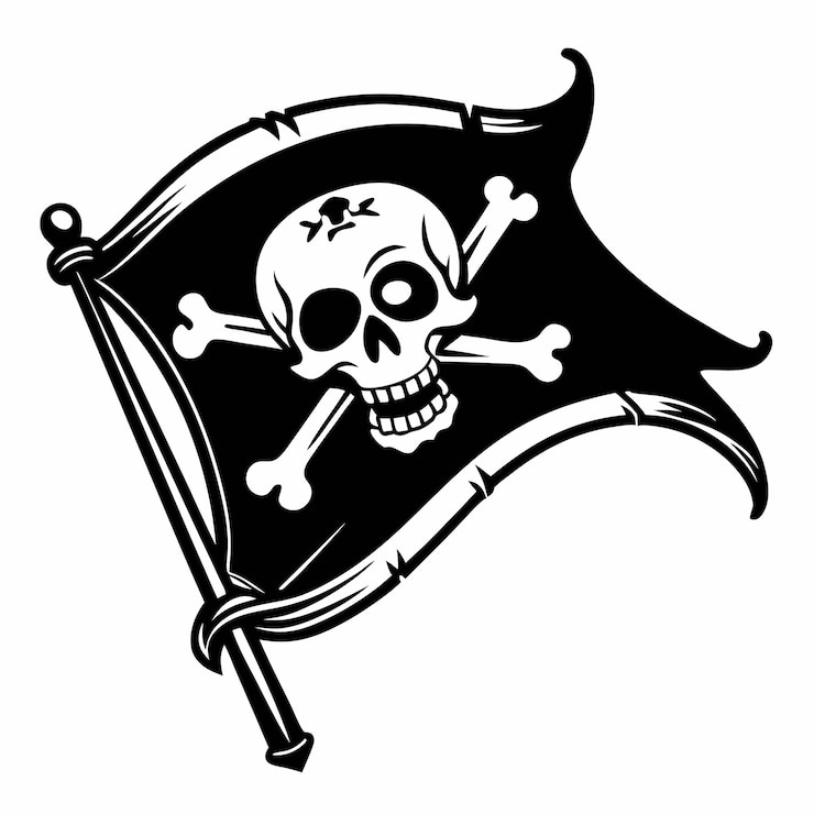 Vector klassieke pirate skull en crossbones vlag vector illustratie
