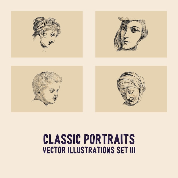 Vector klassieke portretillustraties vector set 2