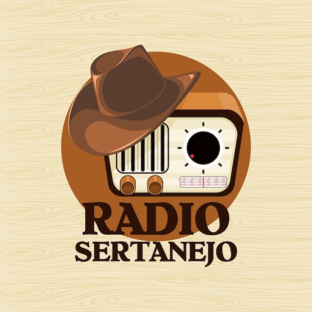 Klassieke radio sertanejo vlakke afbeelding