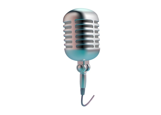 Klassieke retro 3D-microfoon met moderne touch geïsoleerd op witte achtergrond Perfect voor muziek en uitzending Vector illustratie