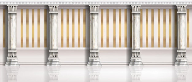 Vector klassieke romeinse pijler illustratie vector paleis architectuur achtergrond gouden vintage kamer wall