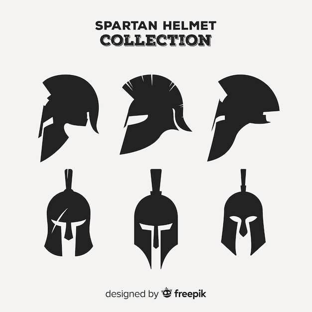 Klassieke set spartaanse helm met plat ontwerp