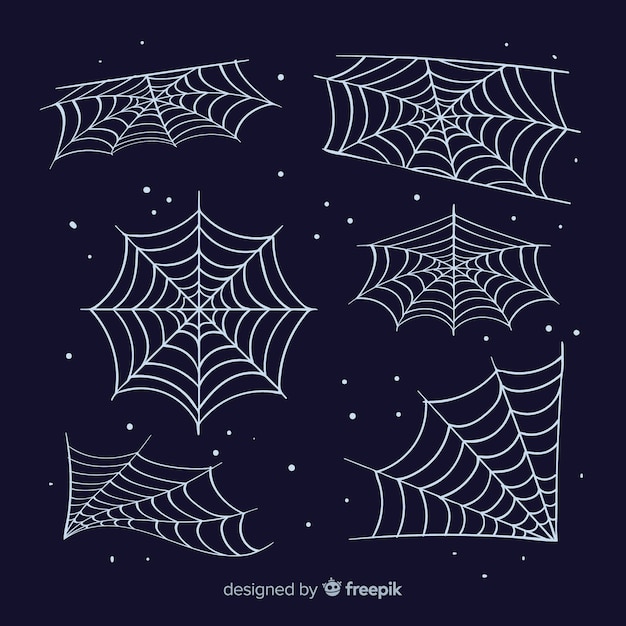 Vector klassieke set van halloween spinnenwebben