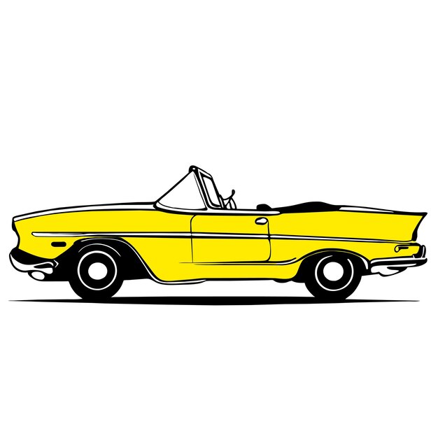 Vector klassieke sportwagen met de hand getekend platte stijlvolle cartoon sticker icoon concept geïsoleerde illustratie