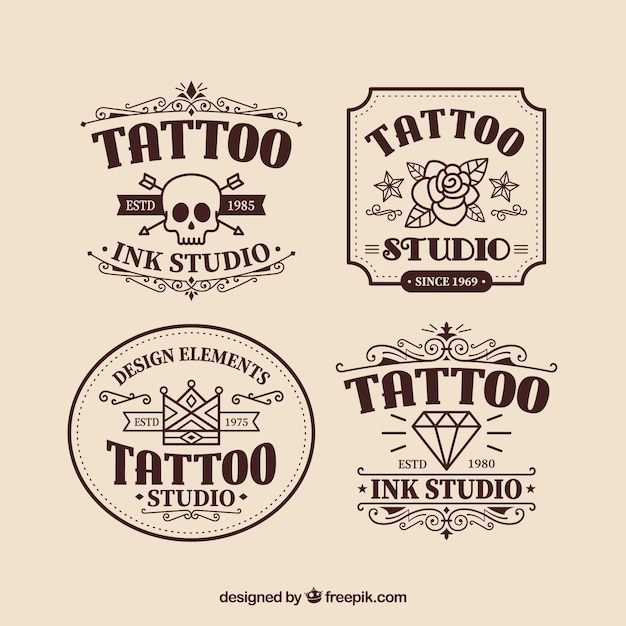 Klassieke tattoo logo collectie