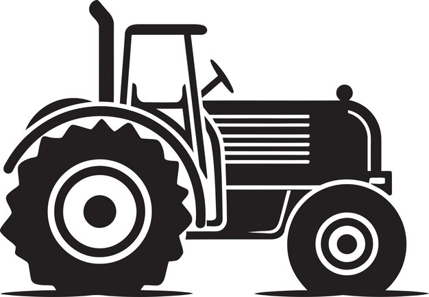 Vector klassieke tractor tekening in zwart-wit landbouwmachines vector silhouet