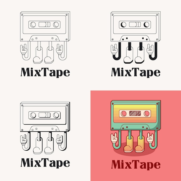 Vector klassieke vintage cassette-illustratie