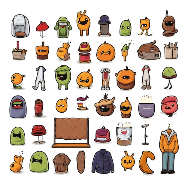 Kleding Objecten Emojis vector op witte achtergrond