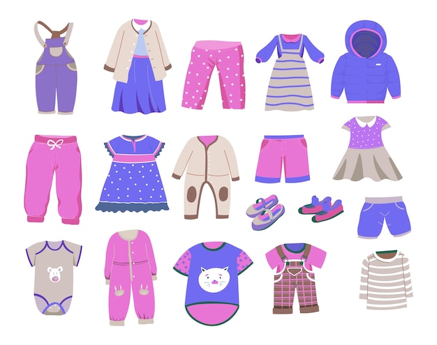 Vector kleding voor pasgeboren baby- of peutercollectie