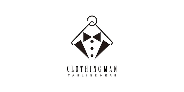 Kledingwinkel logo met man pak stropdas conceptontwerp voor zakelijke identiteit