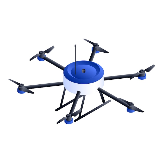Klein hexacopter drone pictogram Isometrisch van klein hexacopter drone vector pictogram voor webdesign geïsoleerd op een witte achtergrond