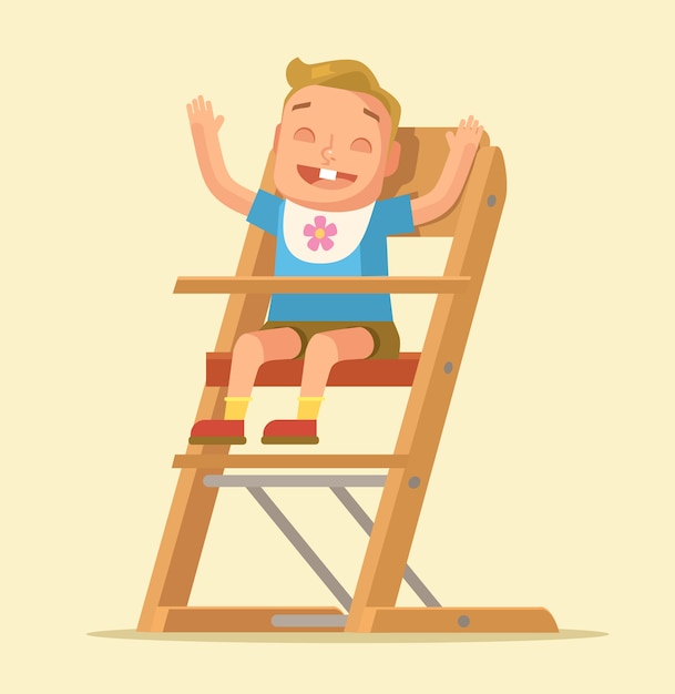 Klein kind zittend op een stoel geïsoleerd op beige