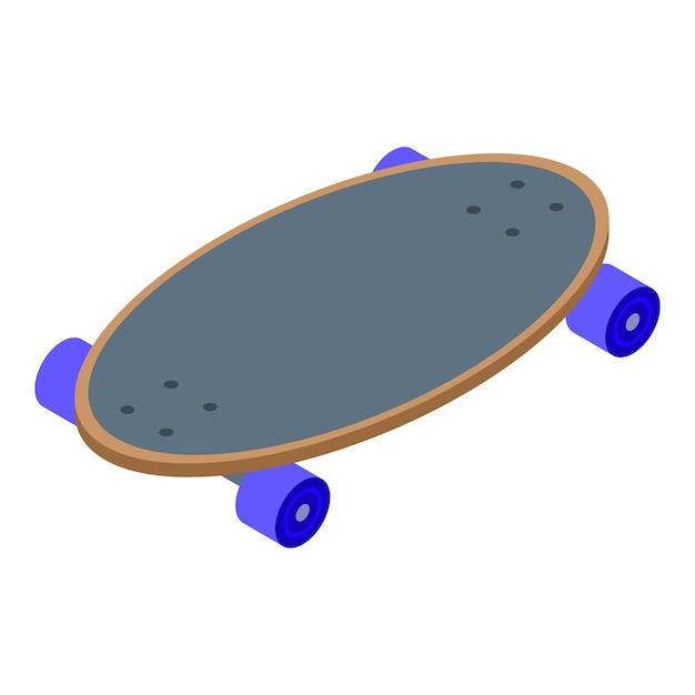 Klein longboard pictogram isometrische vector Dekuitrusting Stad vorm