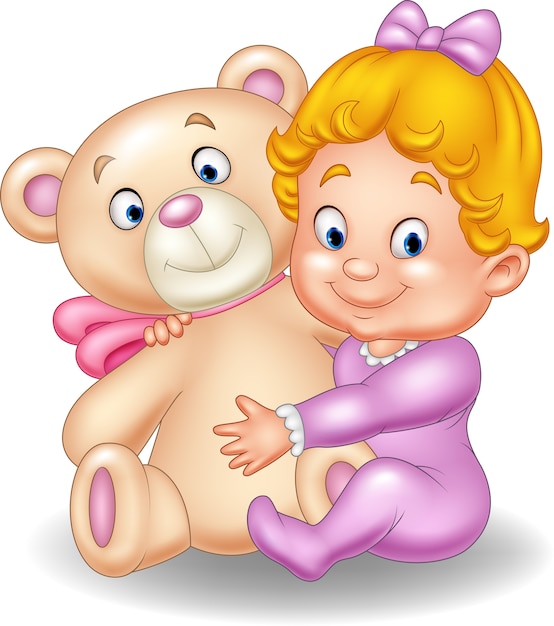 Vector kleine baby met teddybeer