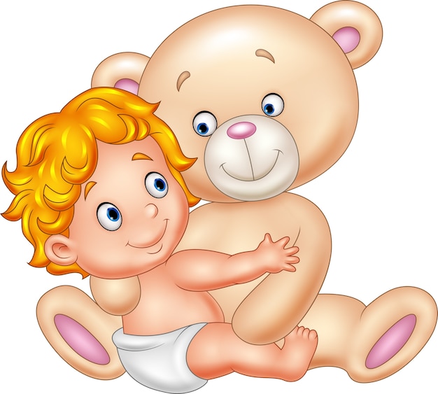 Kleine baby met teddybeer