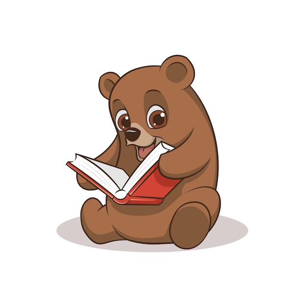 Kleine beer die een boek vectorillustratie leest