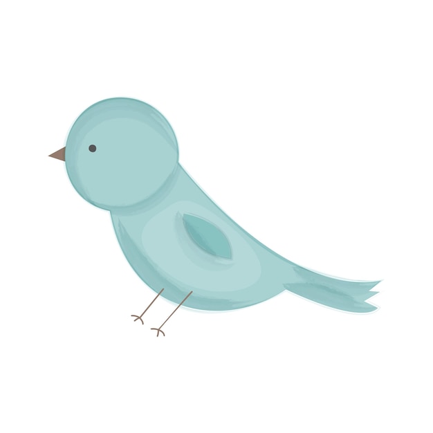 Kleine blauwe vogel op witte achtergrond Schattig vector illustratie