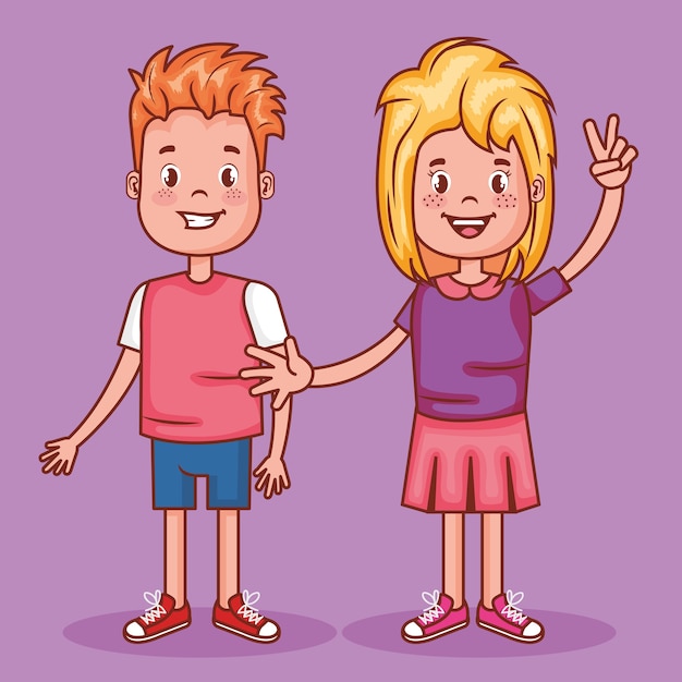 Vector kleine blije kinderen avatars personages