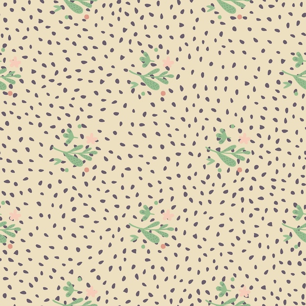 Kleine bloemen en blad naadloos patroon. bloemen eindeloos ornament. eenvoudige botanische achtergrond. doodle stijl afdrukken. ontwerp voor stof, textieldruk, oppervlak, verpakking, omslag, vectorillustratie