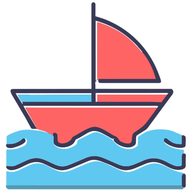 kleine boot op de zee icoon offset vul