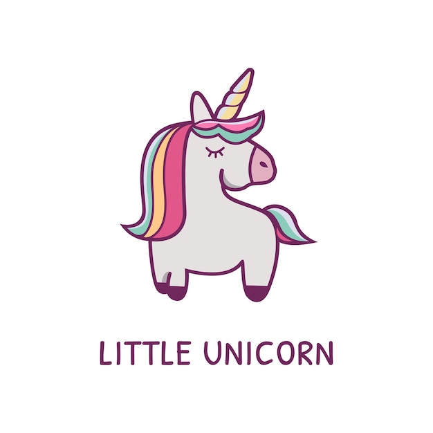 Kleine Eenhoorn paard lineaire logo ontwerp