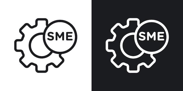 Kleine en middelgrote ondernemingen Icon Set Kleine ondernemingen Expert Vector Symbol in een zwarte gevulde en omschreven stijl Onderwerp Onderwerp Bedrijfsgroei Teken