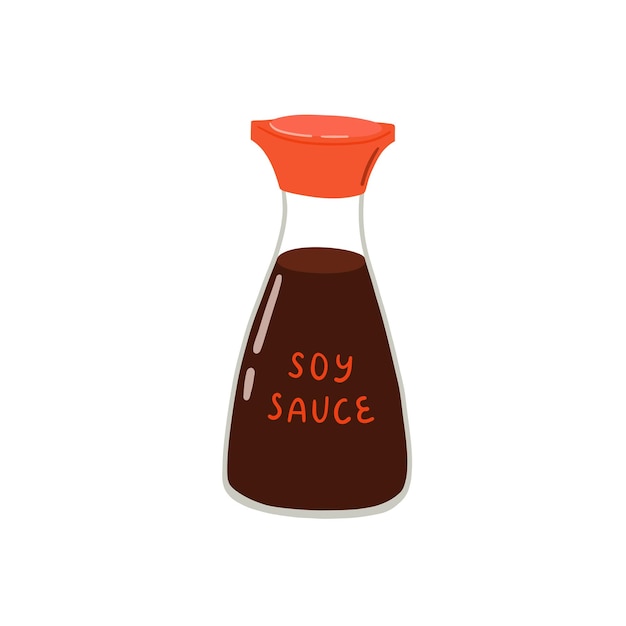 Vector kleine fles sojasaus geïsoleerd op een witte achtergrond. traditionele aziatische keuken. vector clipart.