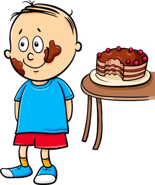 Kleine gourmand jongen cartoon