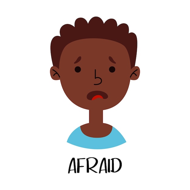 Kleine jongen die bang lijkt Jong kind dat doodsbang is zich nerveus en bang voelt Vector illustratie