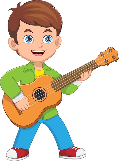 kleine jongen die gitaar speelt