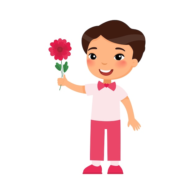 Kleine jongen met bloem illustratie