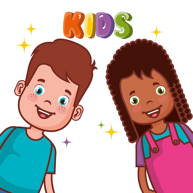 Kleine kinderen groeperen avatars tekens