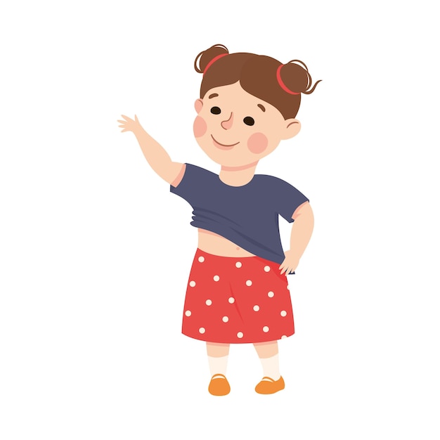 Kleine meisje die haar kleren verandert en een sweatshirt aantrekt Vector illustratie