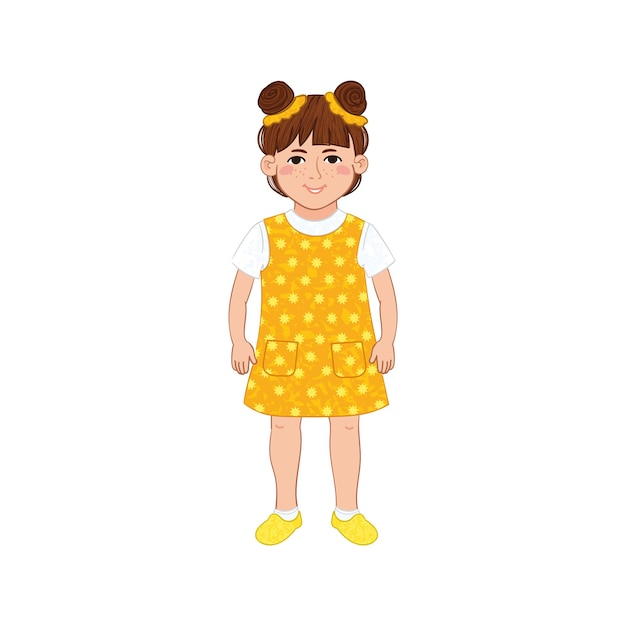 Kleine meisje kleurrijke illustratie