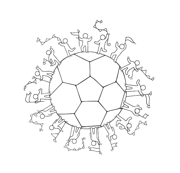 Vector kleine mensen die rond de bal staan
