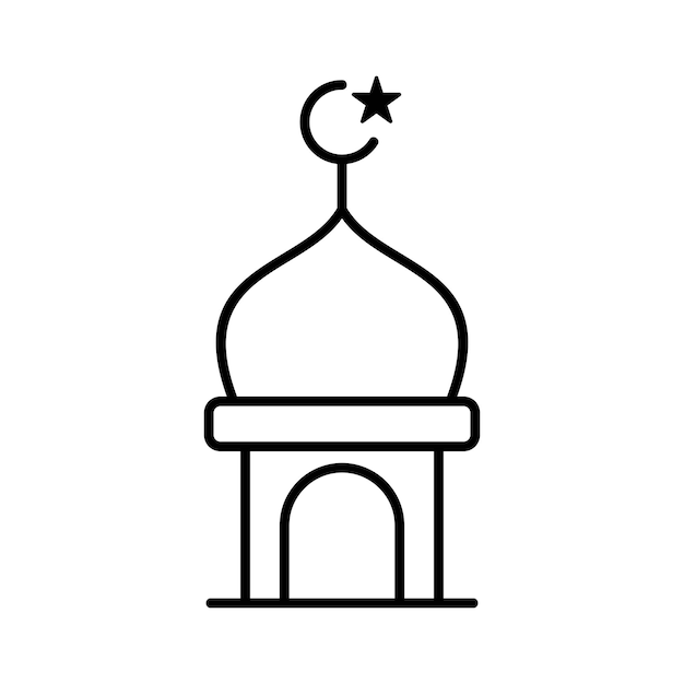 Kleine moskee islamitische schets pictogram vectorillustratie