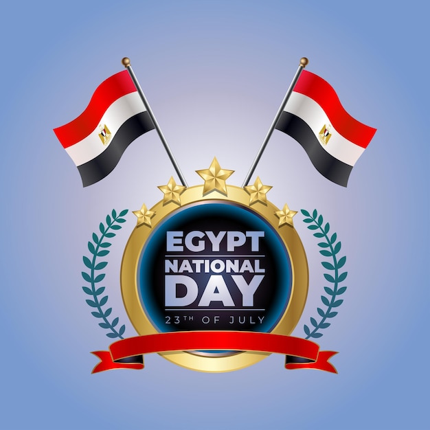 Vector kleine nationale vlag van egypt op cirkel met blauwe garadasi achtergrond