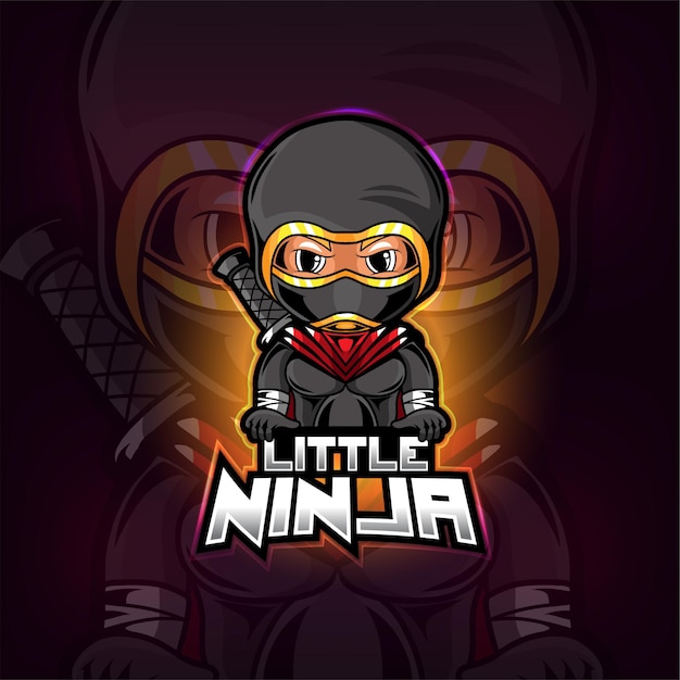 Vector kleine ninja mascotte esport logo-ontwerp