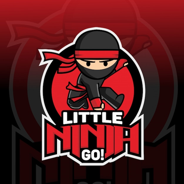 Kleine ninja mascotte logo ontwerp