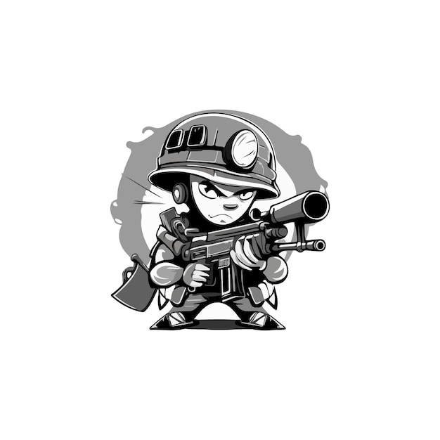 kleine soldaat met pistool geïsoleerde achtergrond