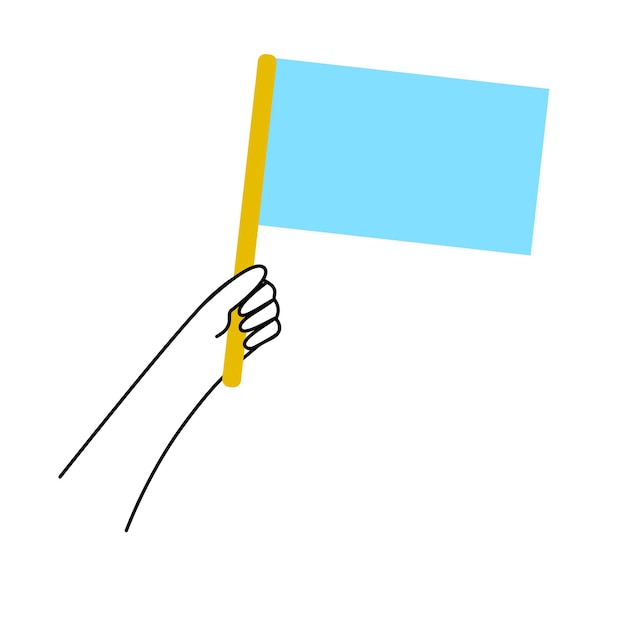 Kleine vlag in de hand Prestatieconcept Minimalistische platte lijn illustratie
