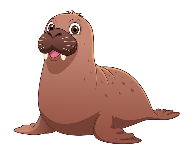 Kleine Walrus Cartoon Dierlijke Illustratie