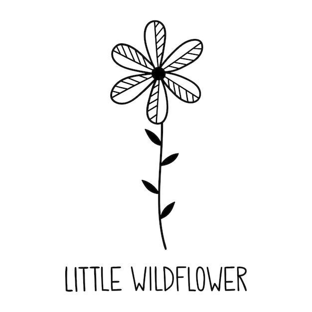 Kleine Wildflower Omtrektekening Lijn vectorillustratie