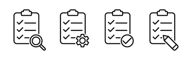 Klembord checklist pictogrammenset vectorillustratie