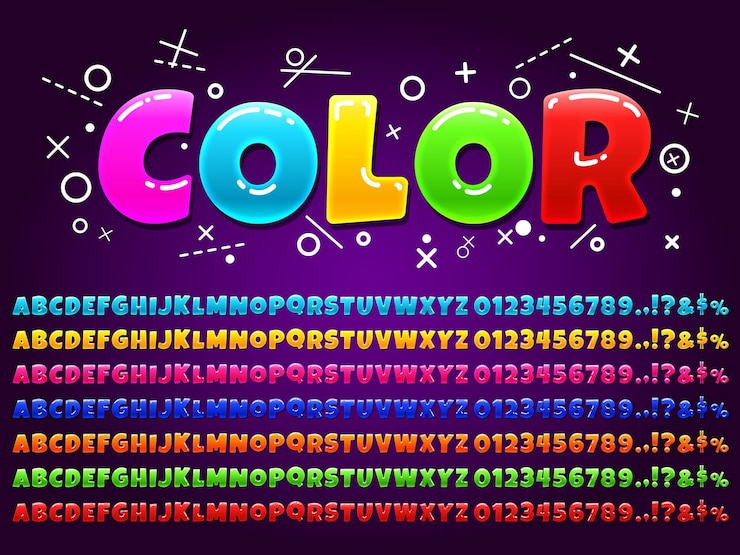 Vector kleur alfabet voor cartoon spel.